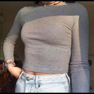 black and white striped crop top